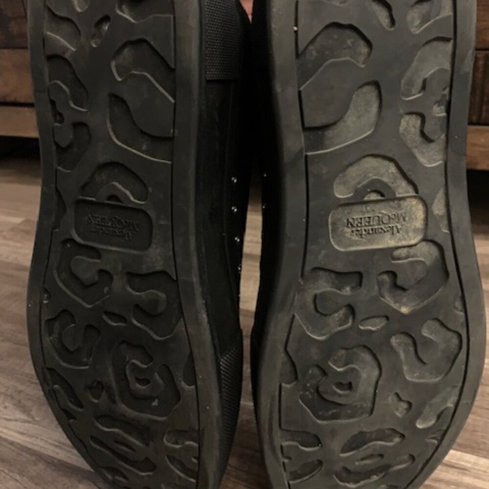 Alexander McQueen Men's Suede Canvas Plimsoll Sneakers Black - Picture 2 of 7